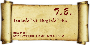 Turbéki Boglárka névjegykártya